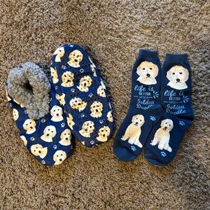 Goldendoodle Print Slippers and Socks Set